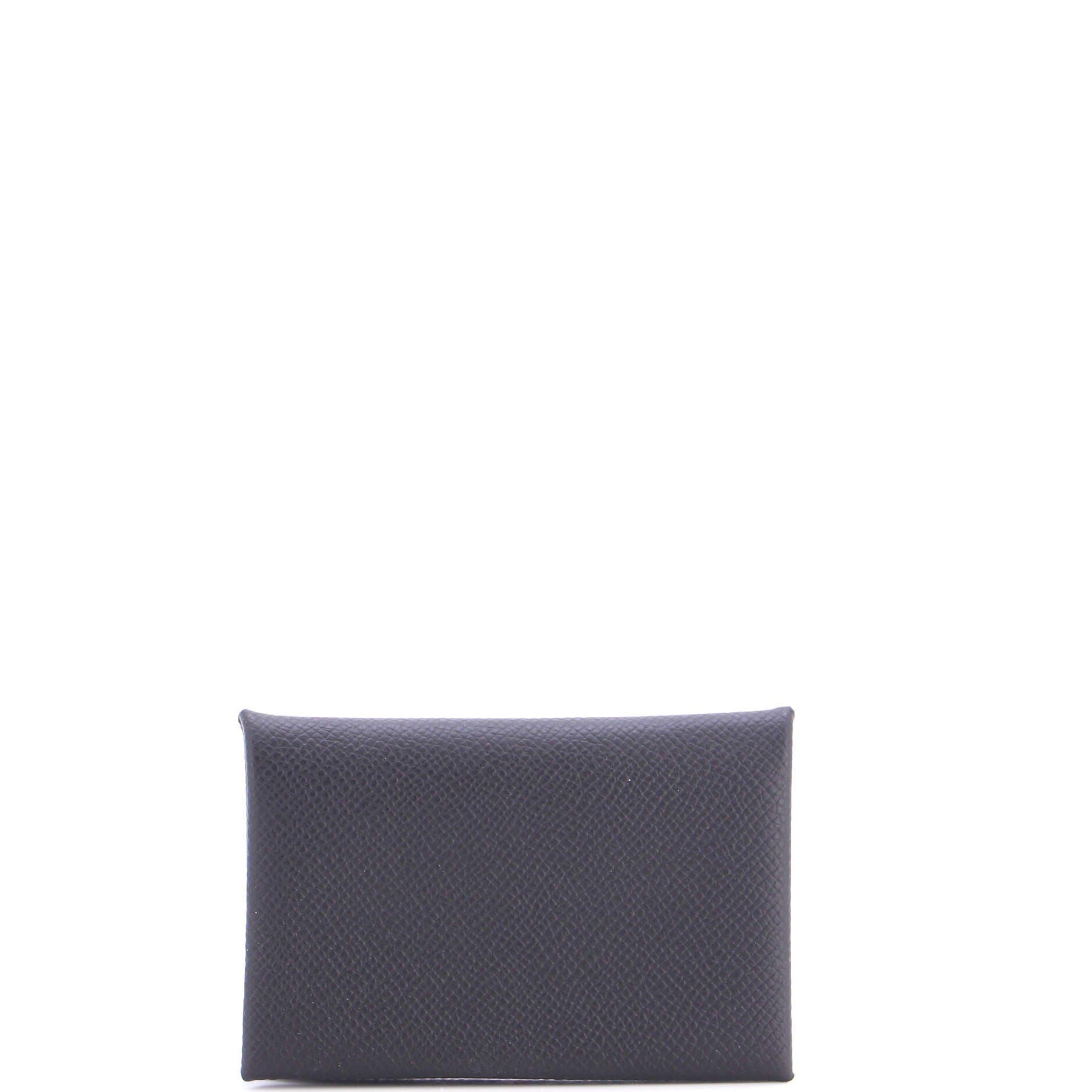 Pre-Owned Hermes Calvi Duo Card Holder Epsom, Main, color, Noir