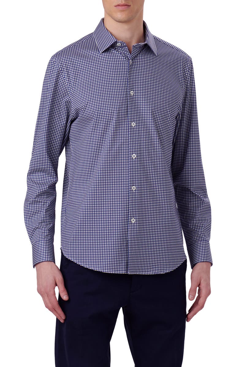 Bugatchi James OoohCotton<sup>®</sup> Geo Print Button-Up Shirt, Main, color, 