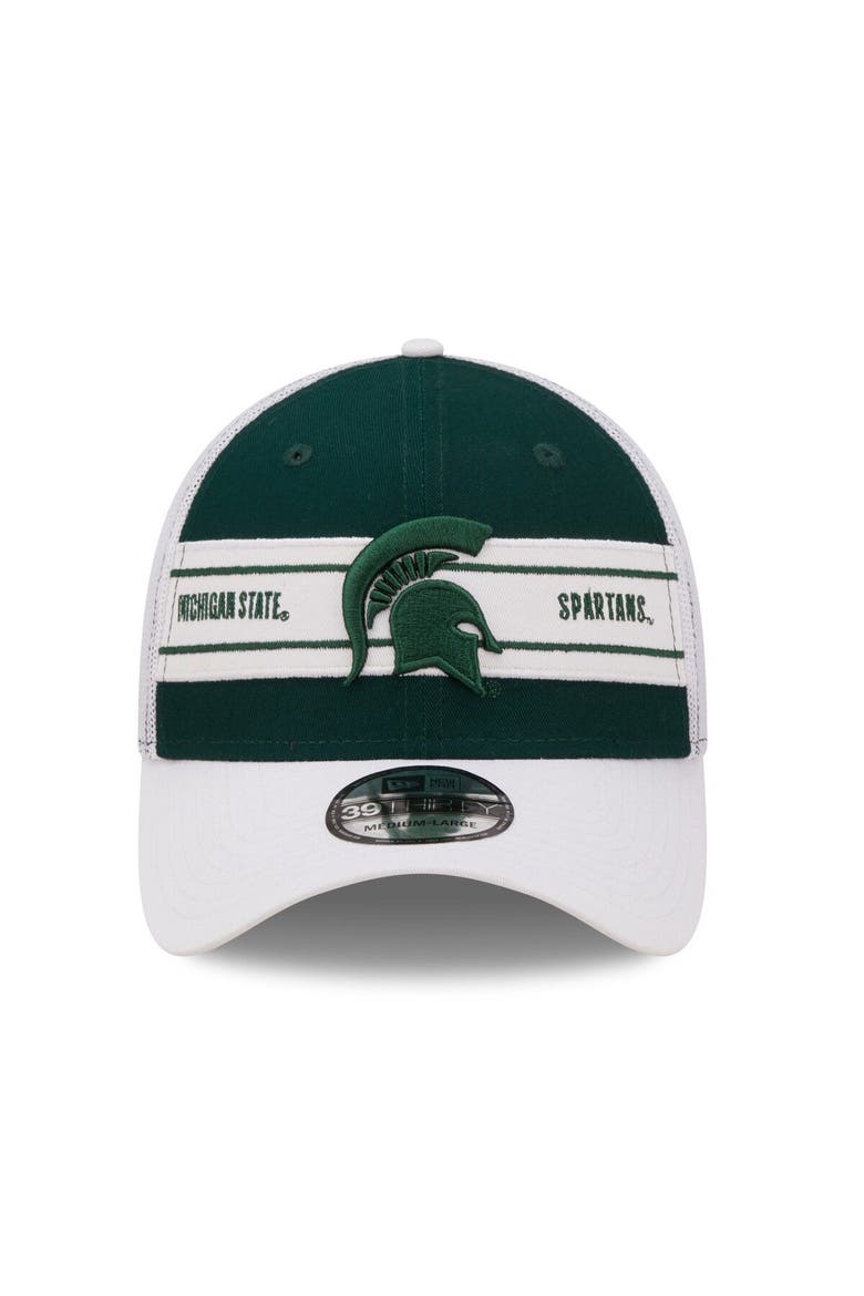 Men's New Era Green/White Michigan State Spartans Banded 39THIRTY Flex Hat, Alternate, color, Green