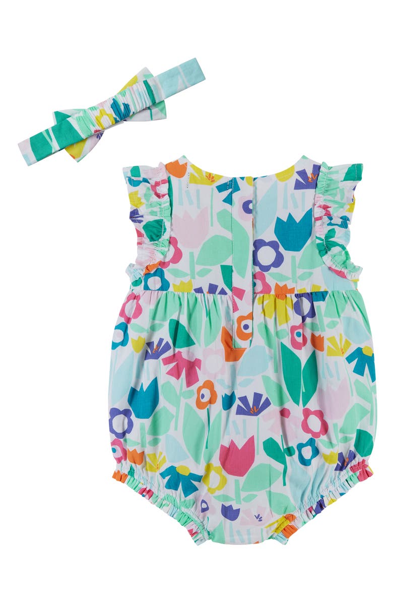 Andy & Evan Bubble Floral Cotton Romper & Headband Set, Alternate, color, 