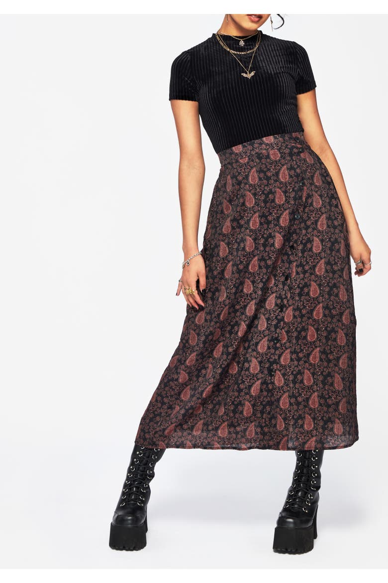 Isola Button Up Midaxi Skirt, Alternate, color, Red