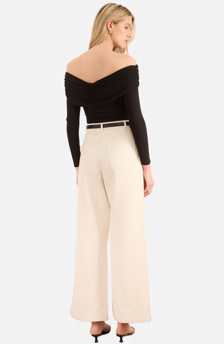 CAMI NYC Julien Off the Shoulder Long Sleeve Bodysuit, Alternate, color, Black