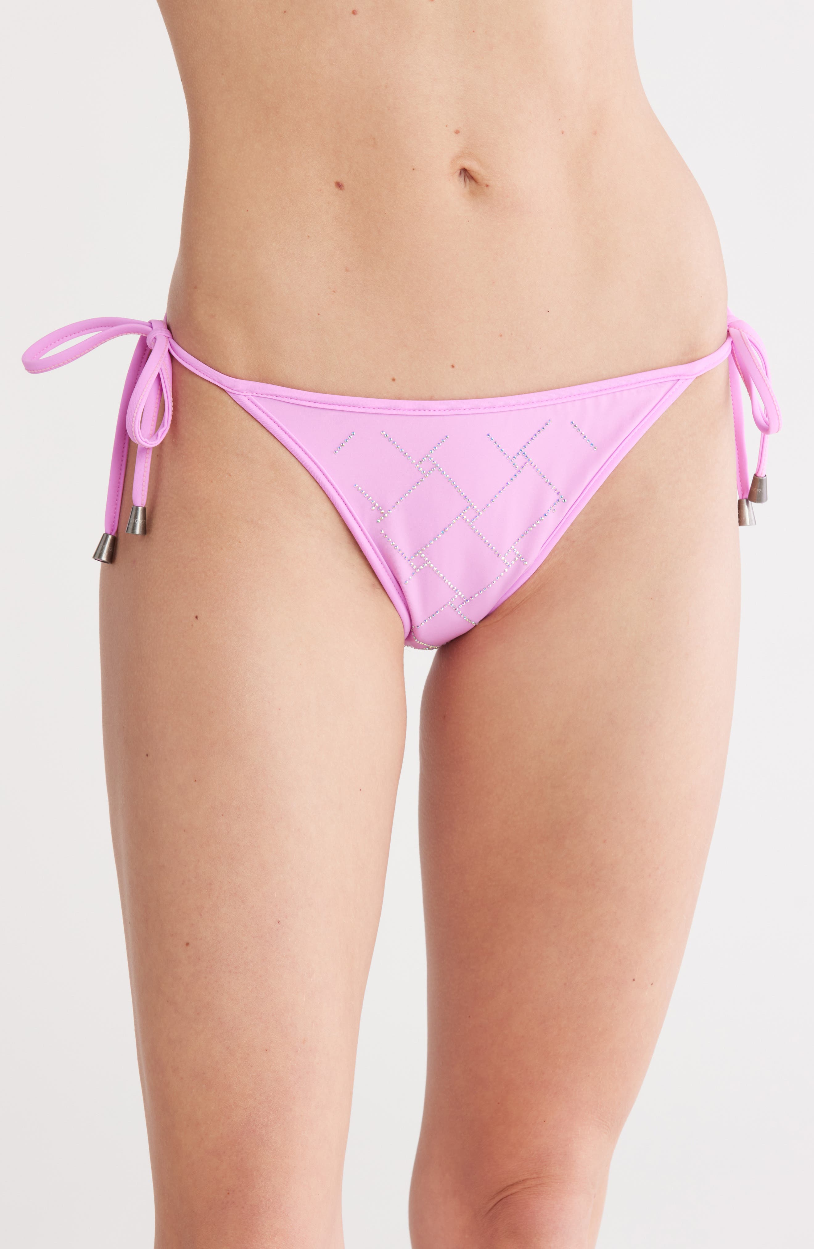 Kurt Geiger London Rhinestone Quilting String Bikini Bottoms