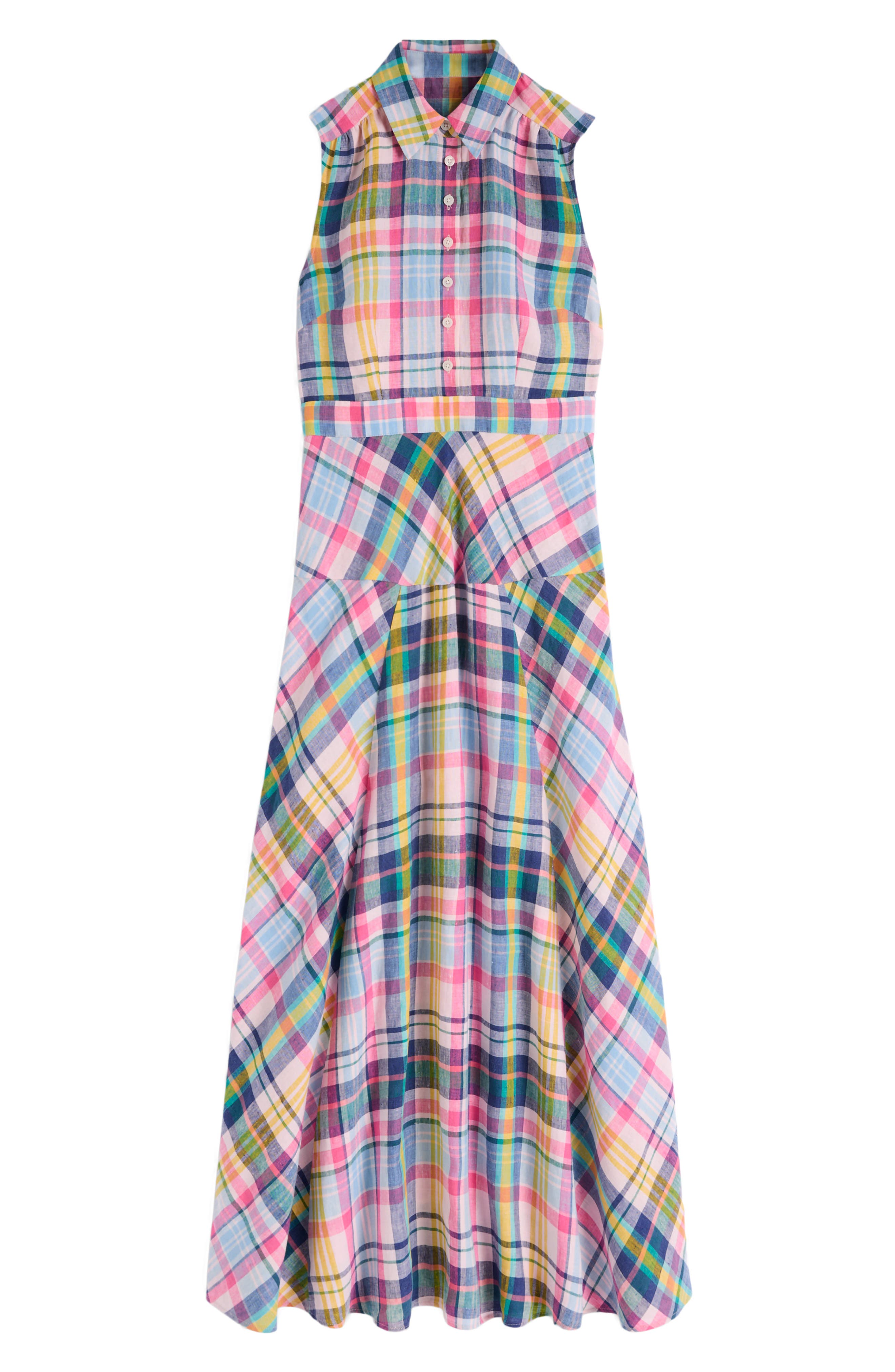 cotton madras halter dress Marisol Madras Mini Halter Dress (Women)