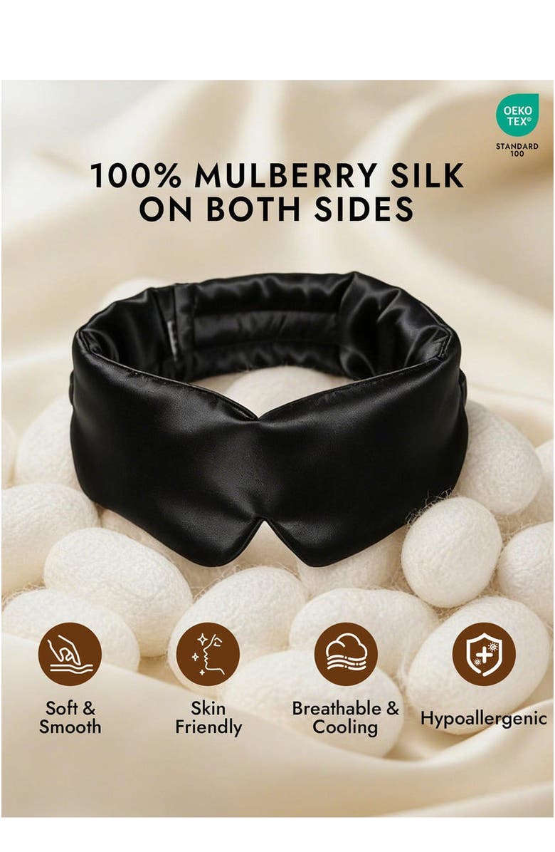 SILKSILKY Elegant One Piece Silk Sleep Eye Mask, Alternate, color, Black