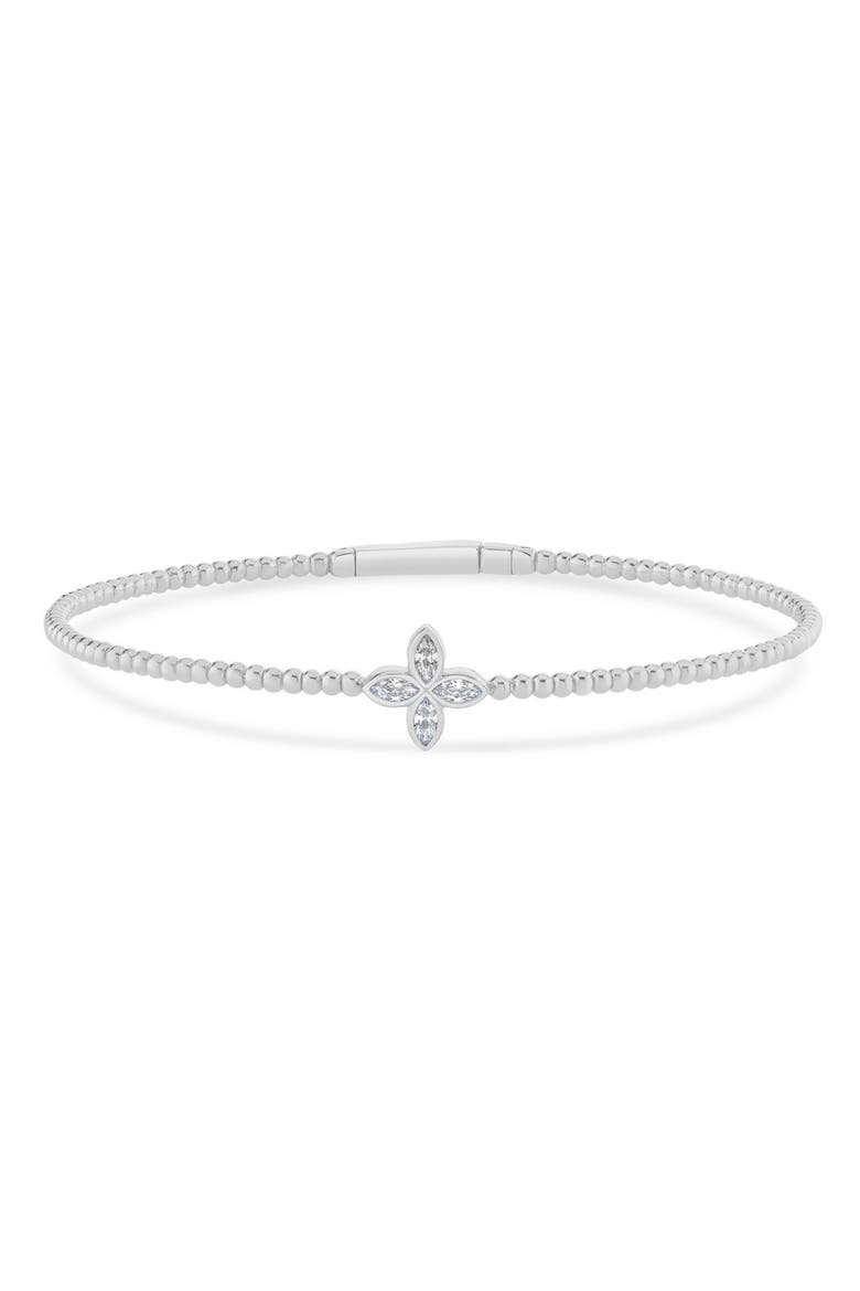 Cubic Zirconia Beaded Marquise Star Bangle Bracelet, Main, color, PURE PLATINUM CLEAR CZ