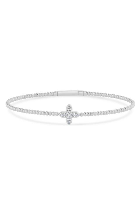 Cubic Zirconia Beaded Marquise Star Bangle Bracelet