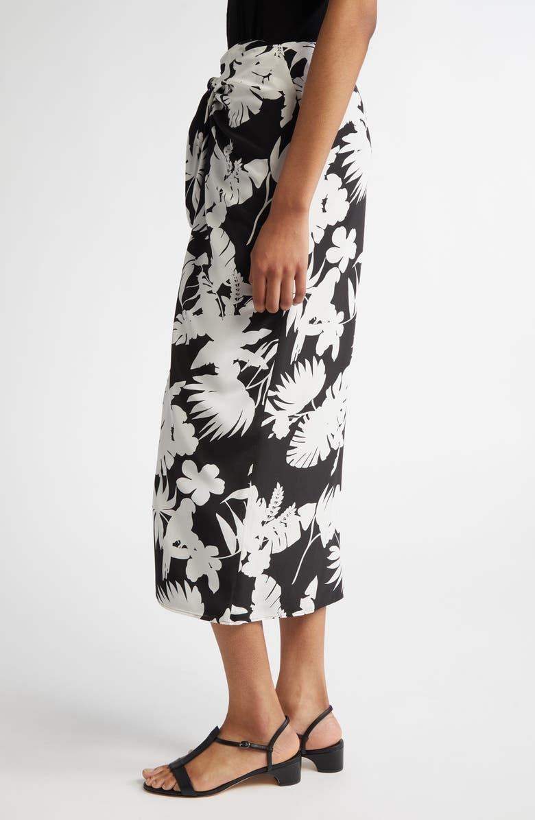 Max Mara Studio Lauto Tropical Print Silk Wrap Skirt, Alternate, color, Black