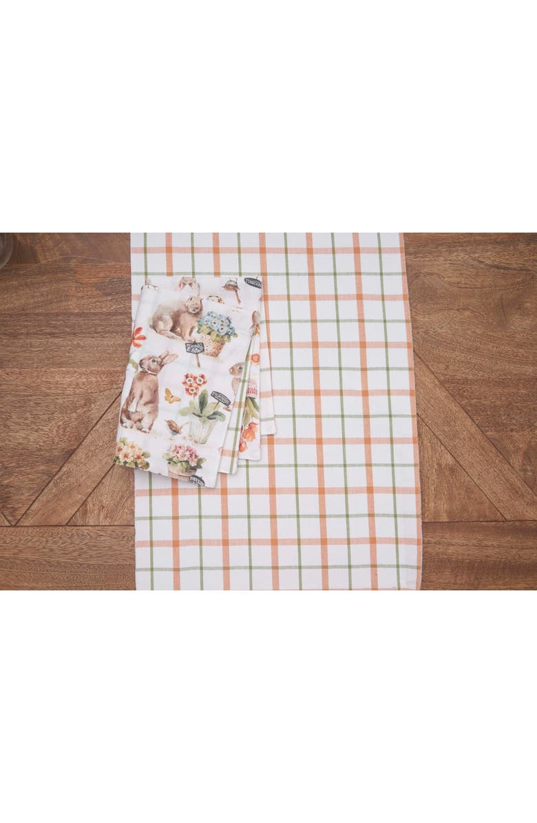 C&F Home Little Garden Easter Rabbits 100% Cotton Graphic Print Table Runner 14" x 72", Alternate, color, Yellow