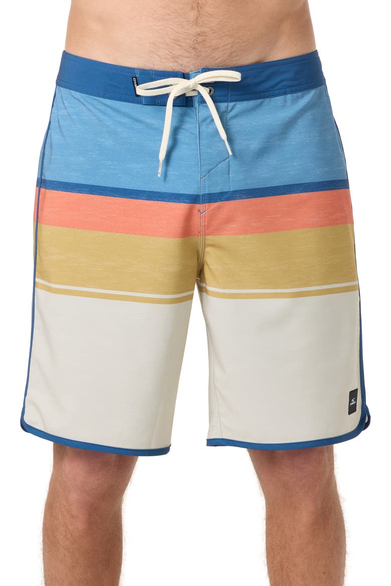 Lennox Scallop Stripe Board Shorts, Main, color, LIGHT KHAKI