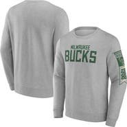 FANATICS Men's Fanatics  Gray Milwaukee Bucks Fleece Pullover Sweatshirt