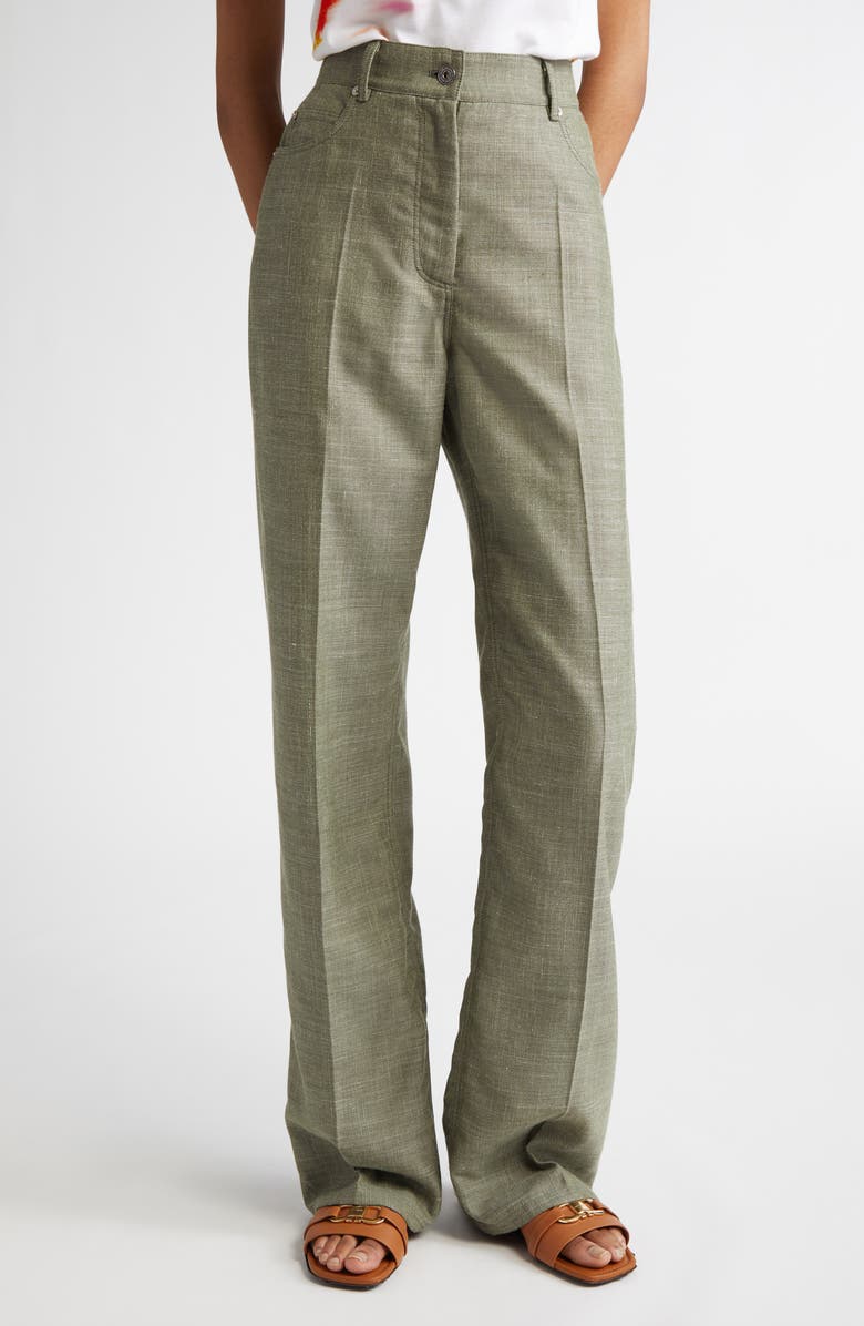 FERRAGAMO Straight Leg Virgin Wool & Silk Blend Pants, Main, color, 