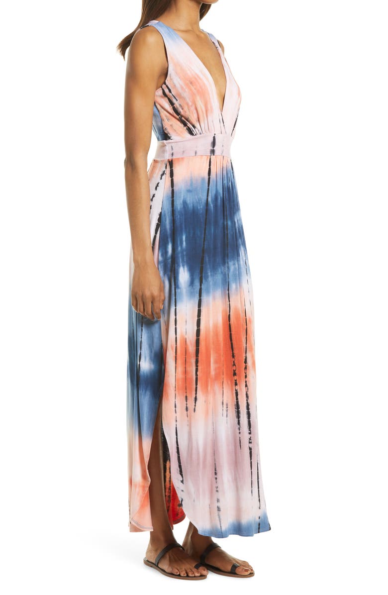 Fraiche by J Tie Dye V-Neck Jersey Dress, Alternate, color, 
