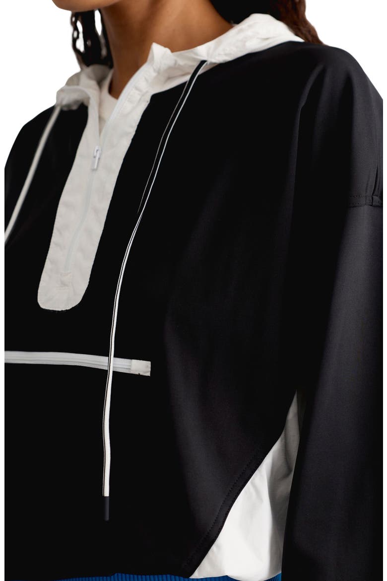 Out Back Layer Quarter Zip Hoodie, Alternate, color, BLACK WITH WHITE COM