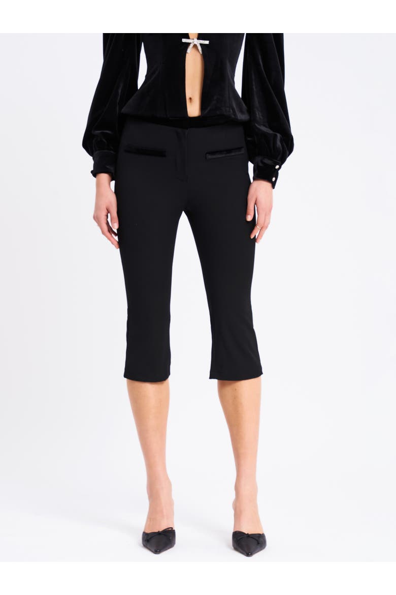 Kristy Velvet Decorating Flare Cropped Pants, Alternate, color, Black