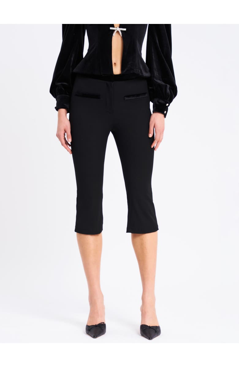 Miss Circle Kristy Velvet Decorating Flare Cropped Pants, Alternate, color, Black