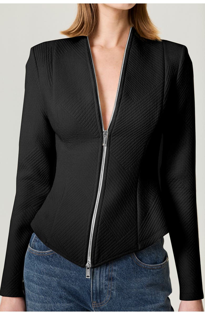Nocturne Zippered Blouse, Alternate, color, Black