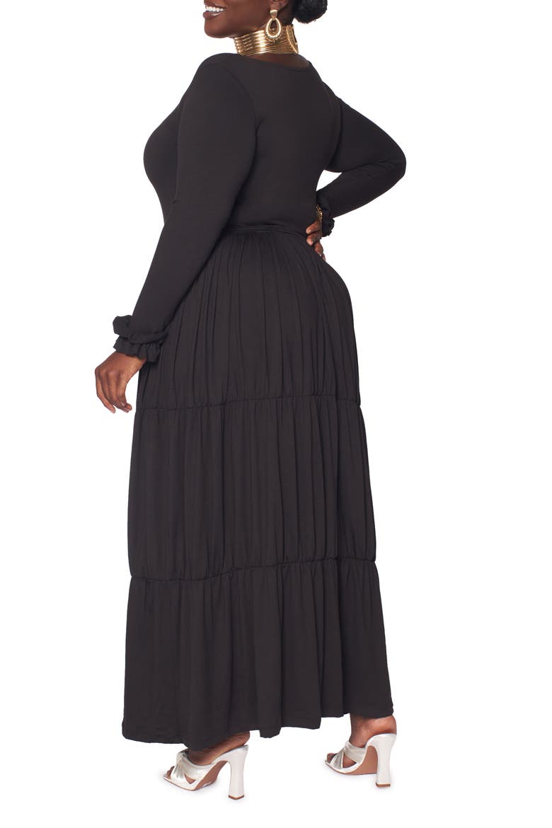 Blissful Long Sleeve Maxi Dress, Alternate, color, BLACK