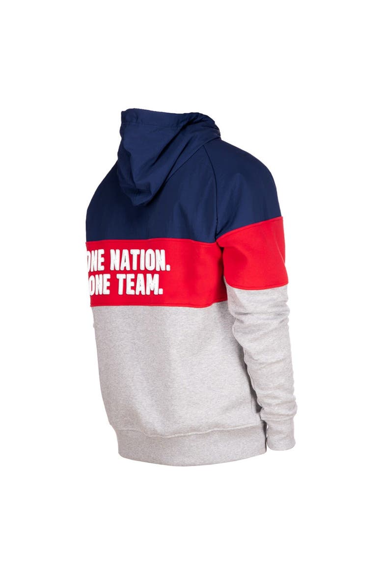 Men's 5th & Ocean by New Era Navy/Gray USMNT Raglan Quarter-Zip Hoodie, Alternate, color, Navy