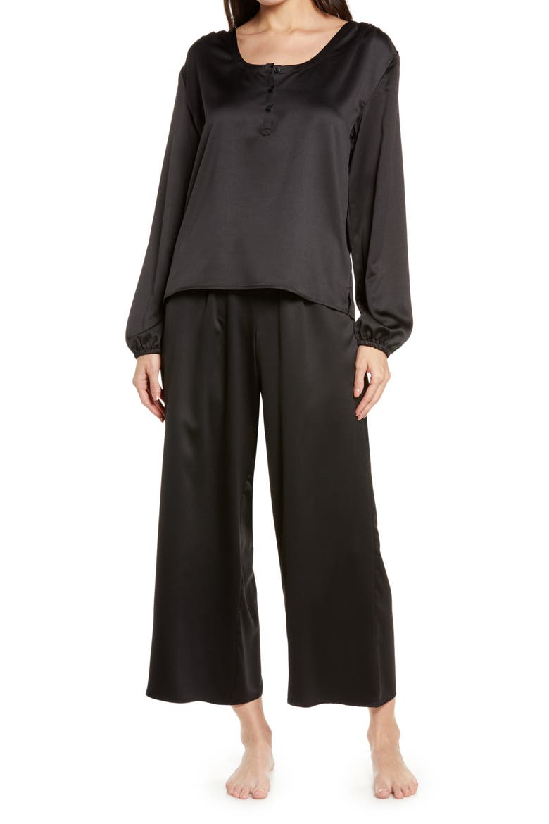 Satin Pajamas, Main, color, BLACK