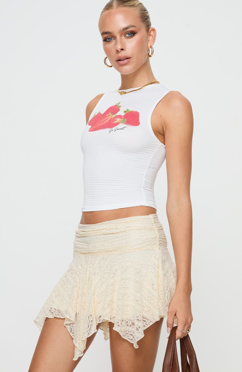 Princess Polly Lifas Lace Miniskirt, Alternate, color, Light Beige