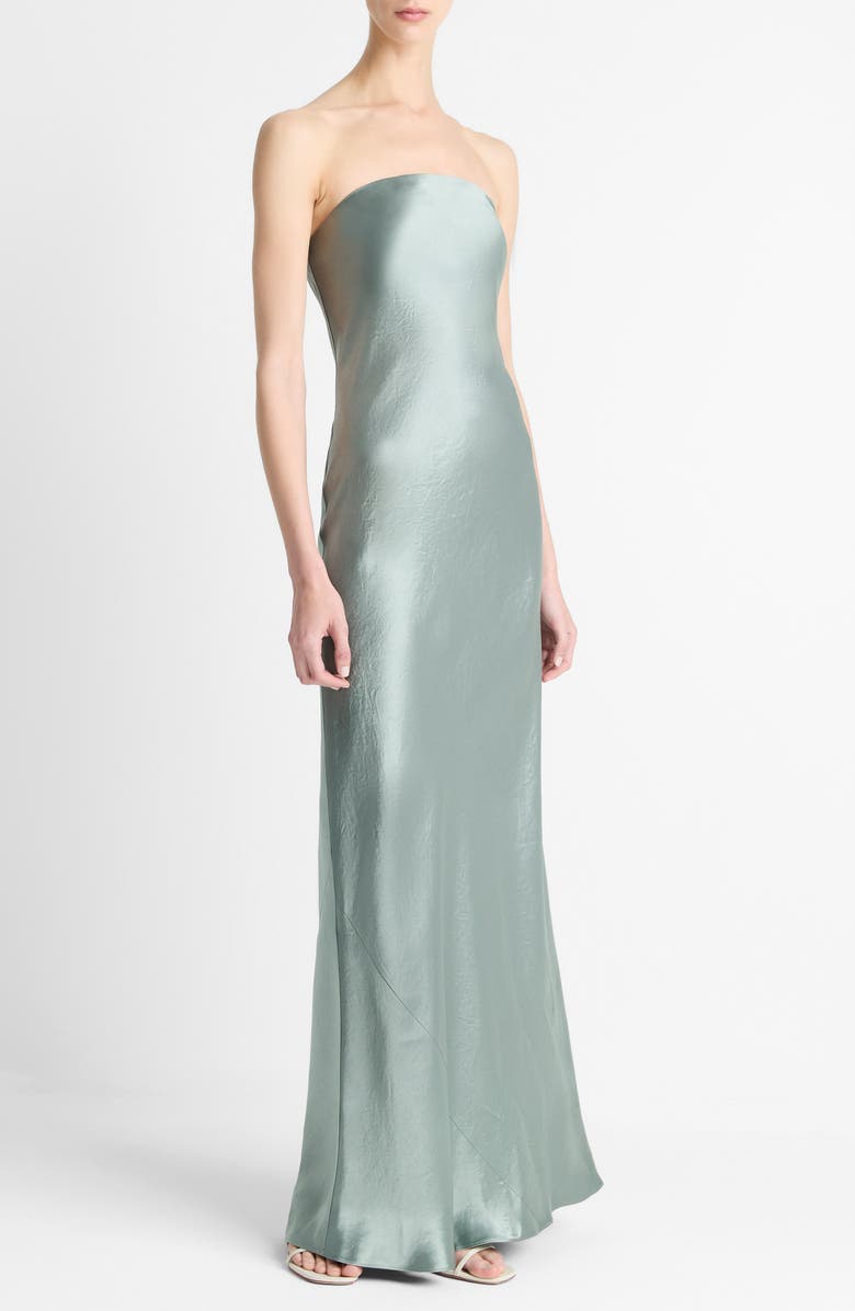 Vince Satin Strapless Gown, Alternate, color, Clay Sage