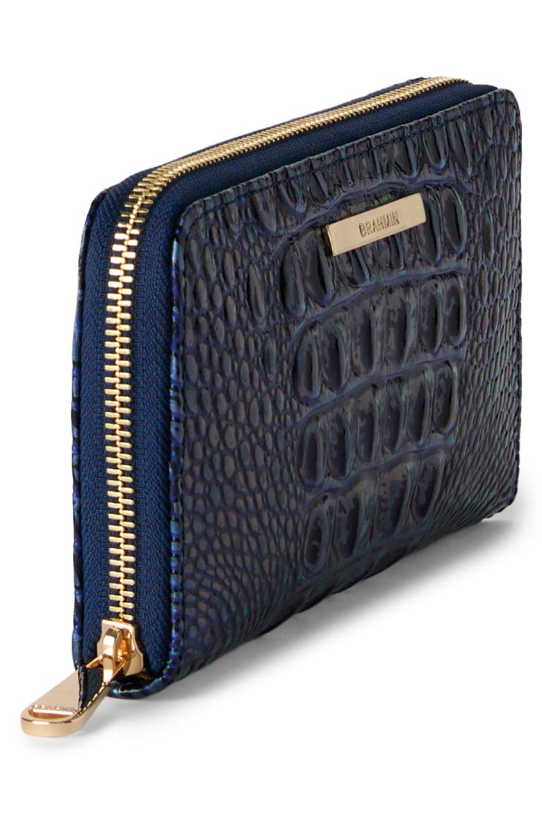 Suri Croc Embossed Leather Zip Wallet, Alternate, color, ROYAL BLUE MELBOURNE