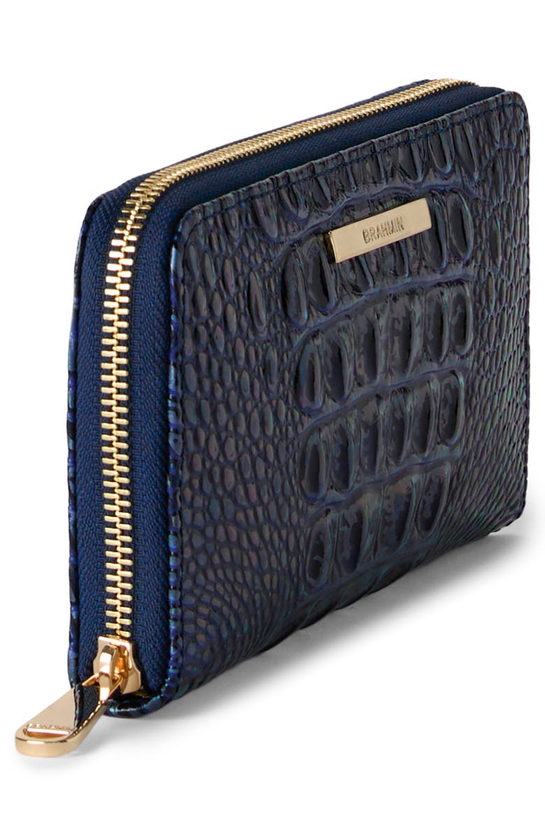 Brahmin Suri Croc Embossed Leather Zip Wallet, Alternate, color, Royal Blue Melbourne