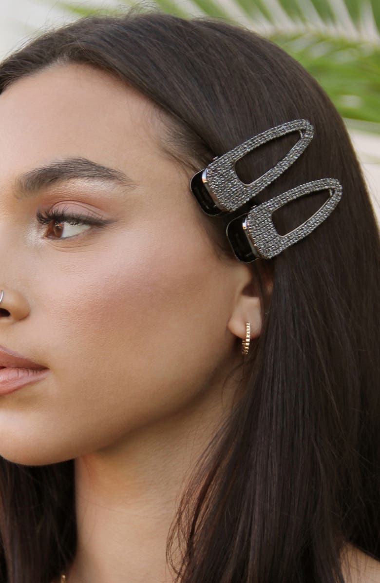 Ettika Set of 2 Crystal Hair Clips, Alternate, color,