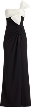 Tadashi Shoji Taffeta Bow One-Shoulder Gown