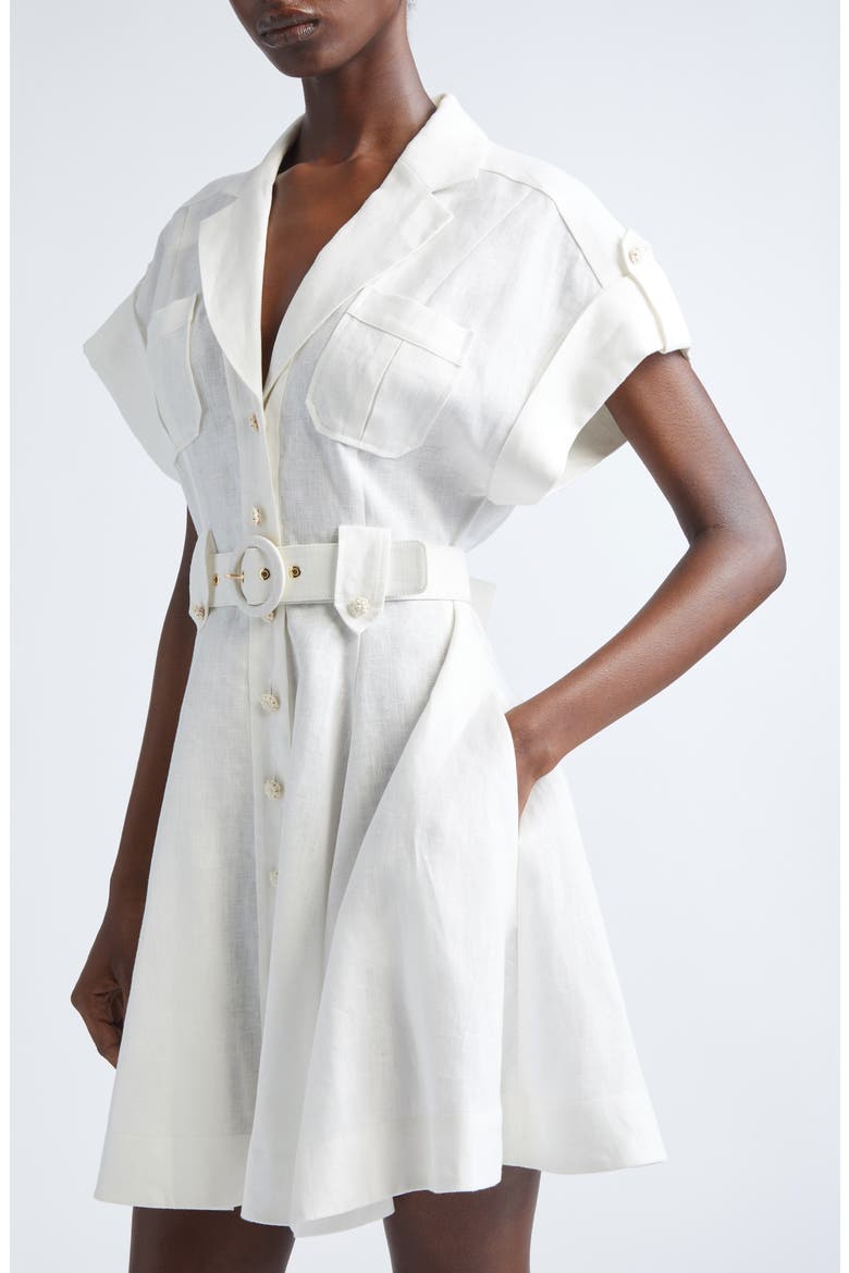 Awaken Belted Linen Shirtdress, Alternate, color, IVORY