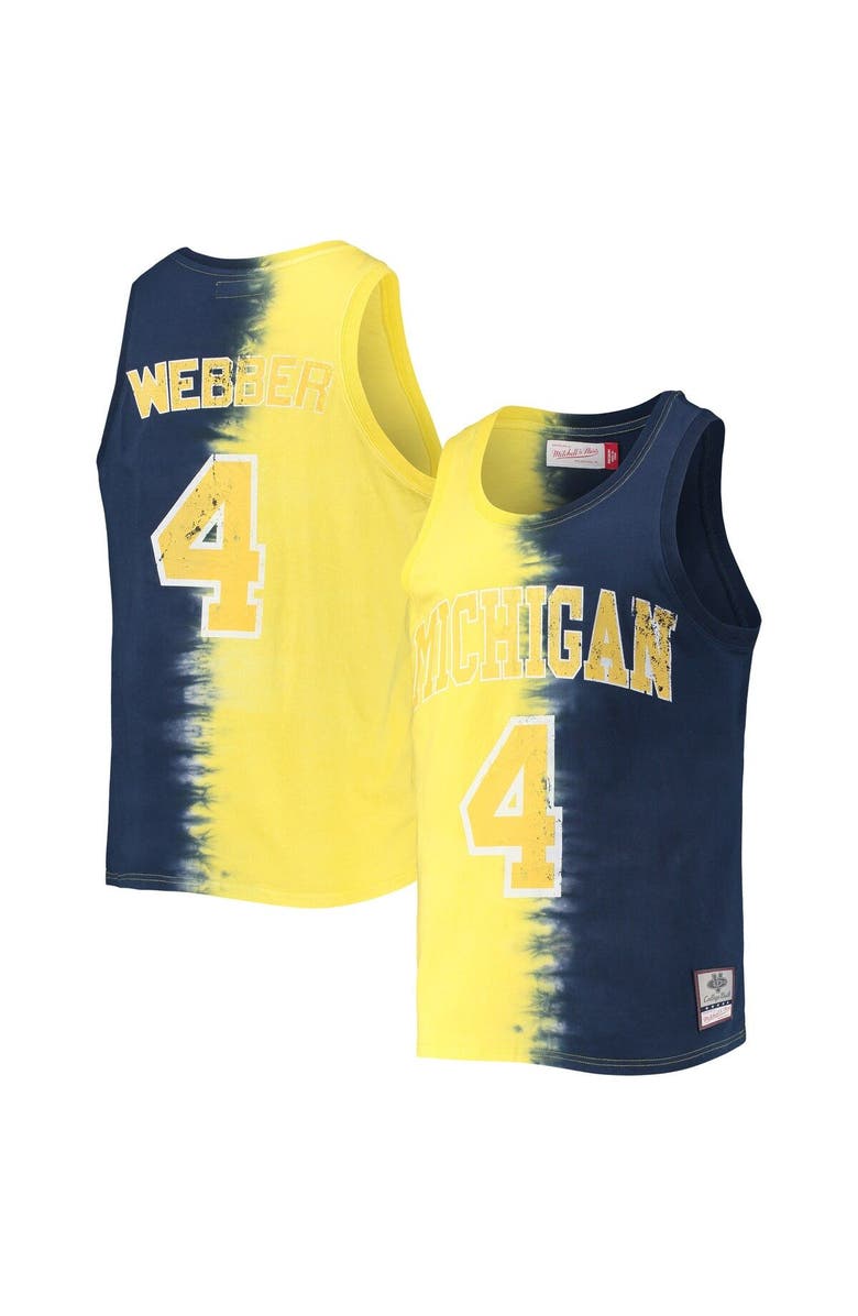 Mitchell & Ness Men's Mitchell & Ness Chris Webber Maize/Navy Michigan Wolverines Name & Number Tie-Dye Tank Top, Main, color, Maize