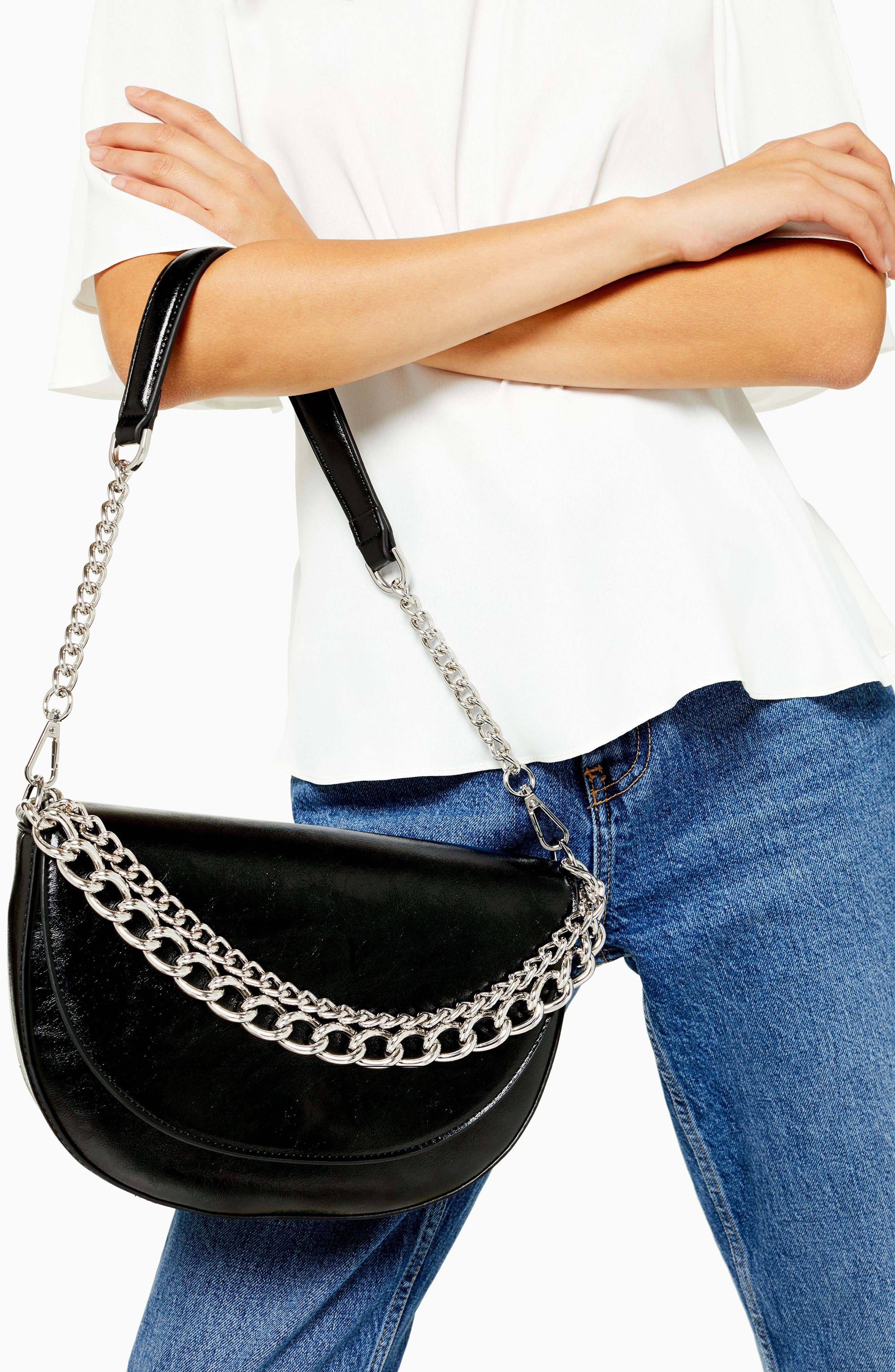 Spill Chain Shoulder Bag, Alternate, color, BLACK