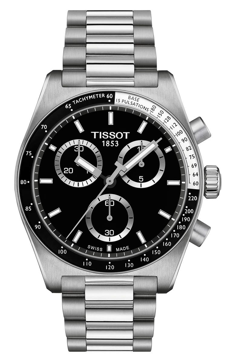Tissot PR516 Bracelet Chronograph Watch, 40mm, Main, color, Black