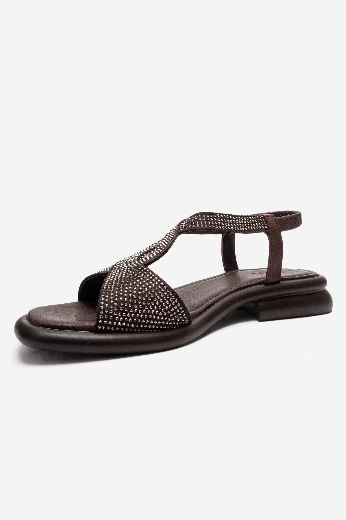 Sieglinde Embellished Leather Sandal, Alternate, color, Brown
