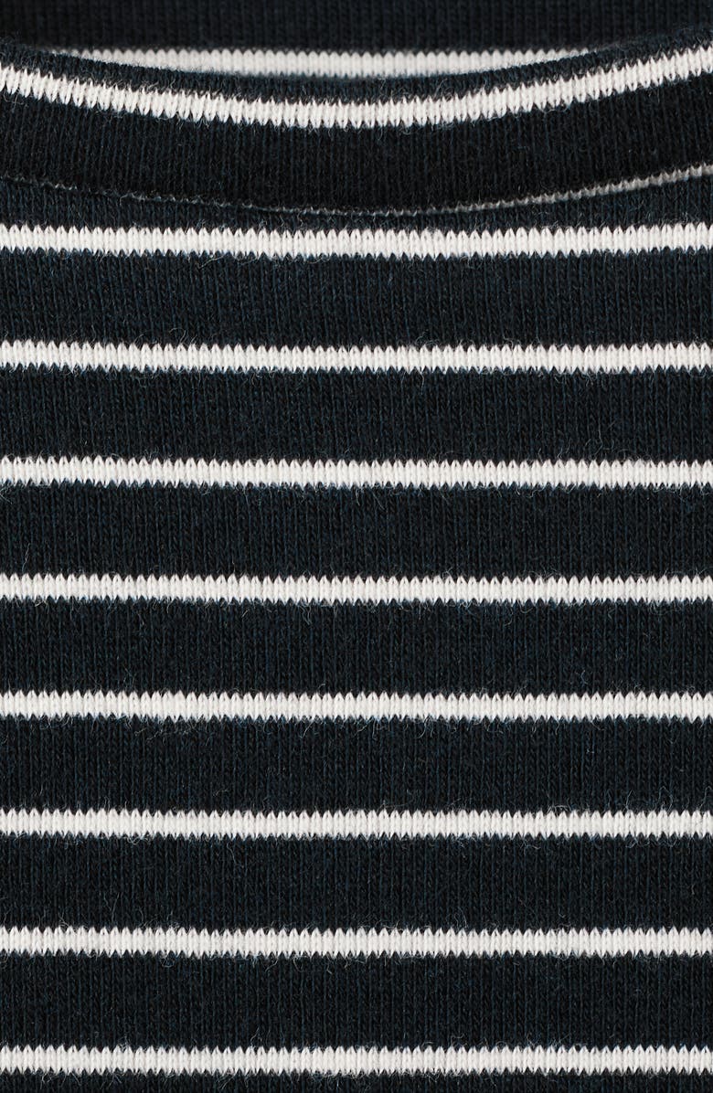 MANGO Stripe Bow Embellished T-Shirt, Alternate, color, Navy