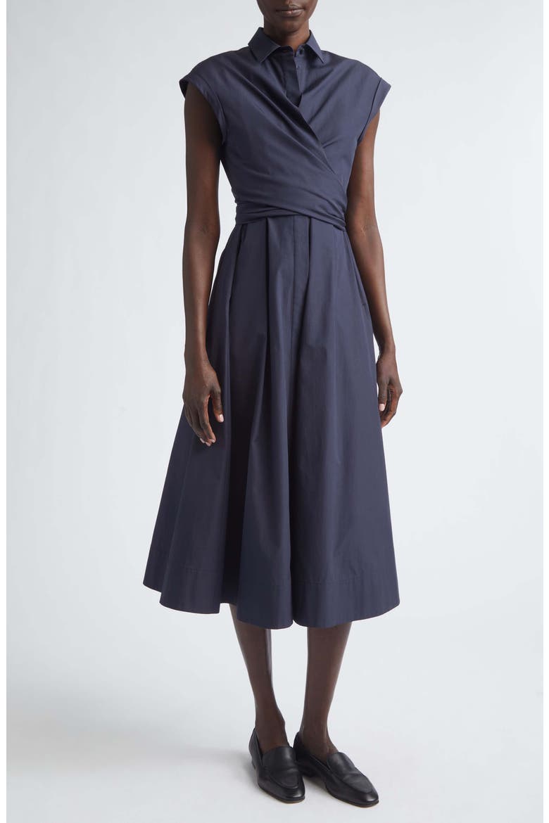 Organic Cotton Poplin Wrap Shirtdress, Main, color, INK