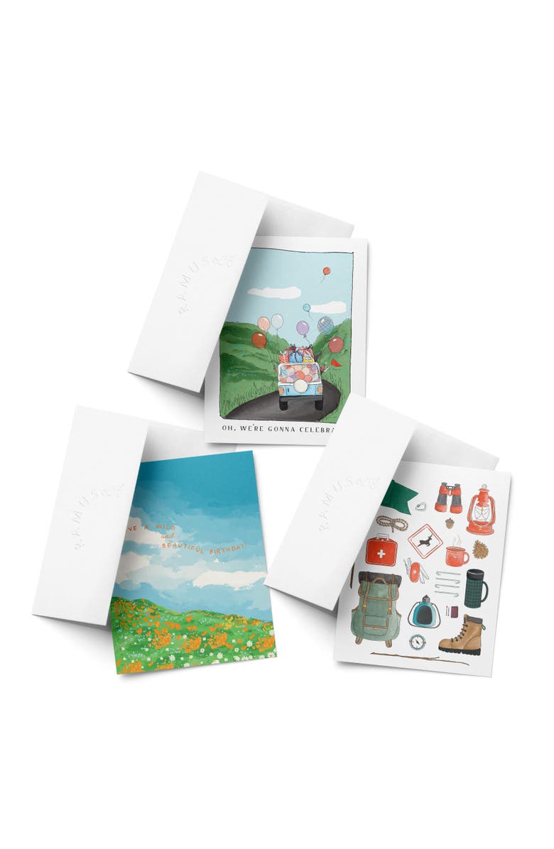 Ramus & Co Birthday Assorted Greeting Card Pack (3ct) "Wild, Celebrate, Camp", Main, color, Multi-Pack
