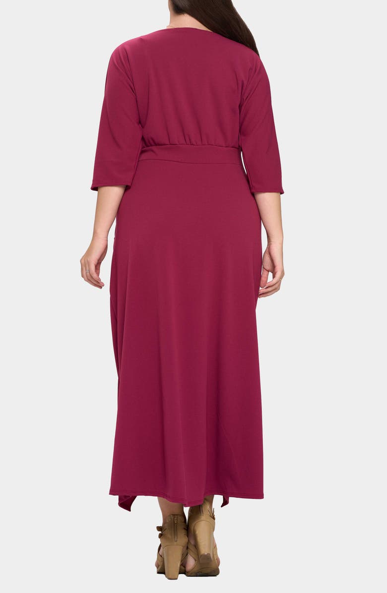 L I V D Dolman Elbow Sleeve Stretch Faux Wrap Maxi Dress, Alternate, color, Magenta