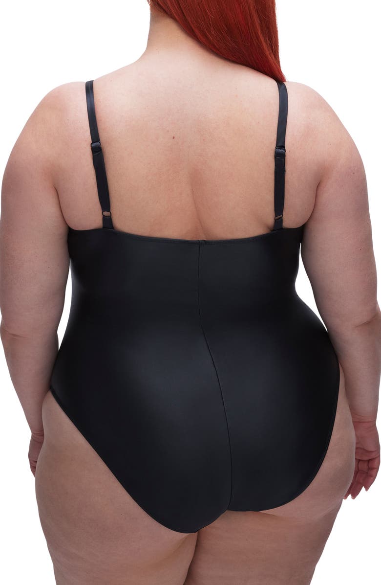Good American Always Ruched One-Piece Swimsuit, Alternate, color, Black001