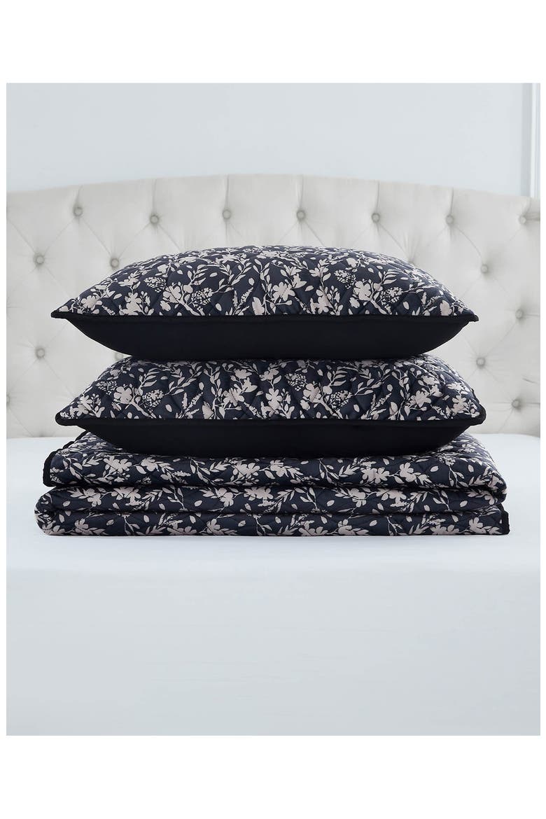 Vanna Velvet Quilt Set, Alternate, color, BLACK