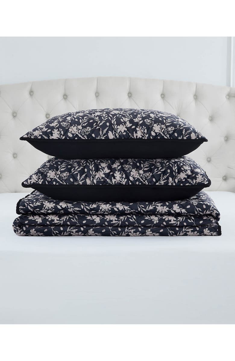 BCBG Vanna Velvet Quilt Set, Alternate, color, Black