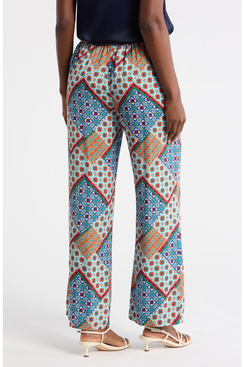 Andrea Printed Wide Leg Silk Blend Pants, Alternate, color, TROPEZ TILE