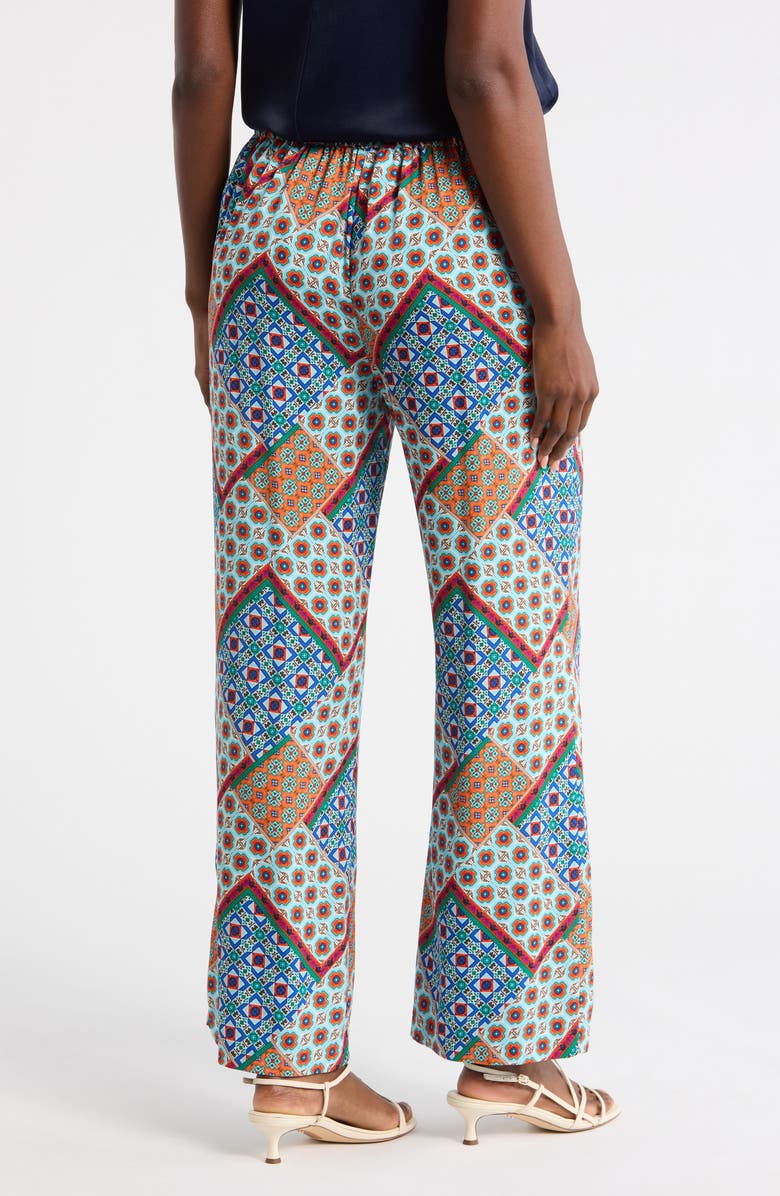 Elie Tahari Andrea Printed Wide Leg Silk Blend Pants, Alternate, color, Tropez Tile