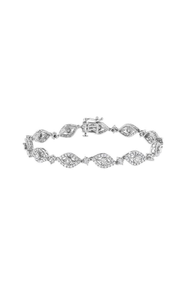 Haus of Brilliance Silver 2 1/2 Cttw Diamond Pear Shaped and Bezel Link Bracelet, Main, color, White