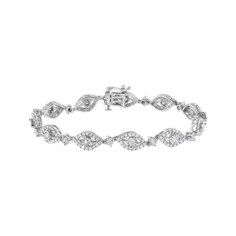 Silver 2 1/2 Cttw Diamond Pear Shaped and Bezel Link Bracelet