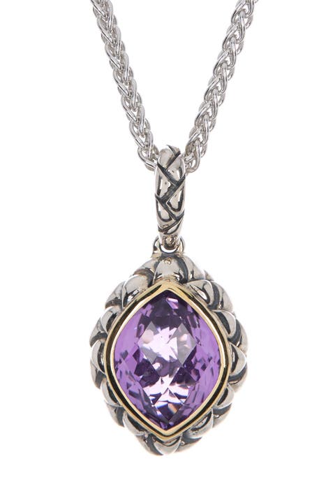 Sterling Silver & 18K Yellow Gold Amethyst Pendant Necklace