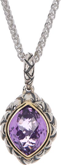 Sterling Silver & 18K Yellow Gold Amethyst Pendant Necklace