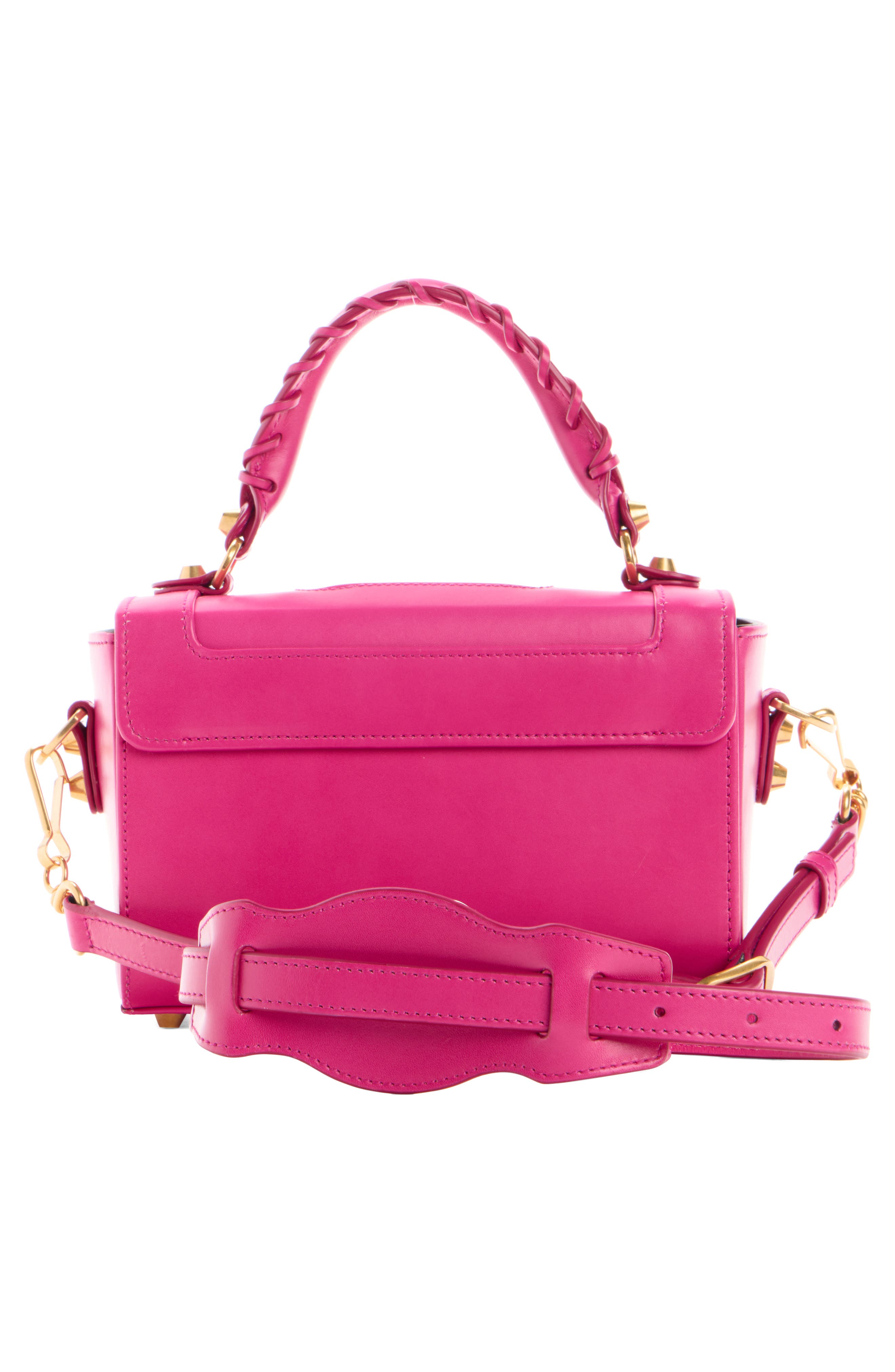 Le City Sleek Box Leather Satchel, Alternate, color, 5923 HOT PINK/ MOKA