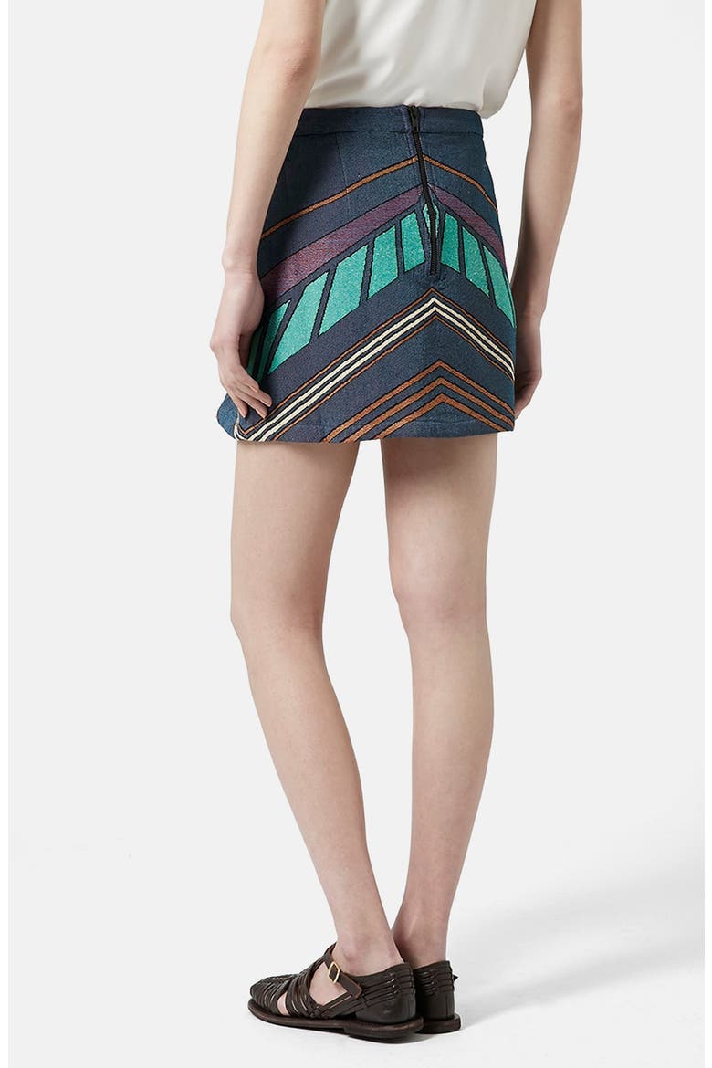 Chevron Print A-Line Skirt, Alternate, color, BLUE MULTI